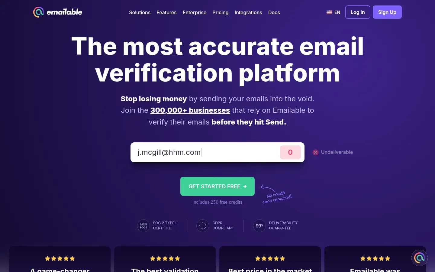 Emailable website