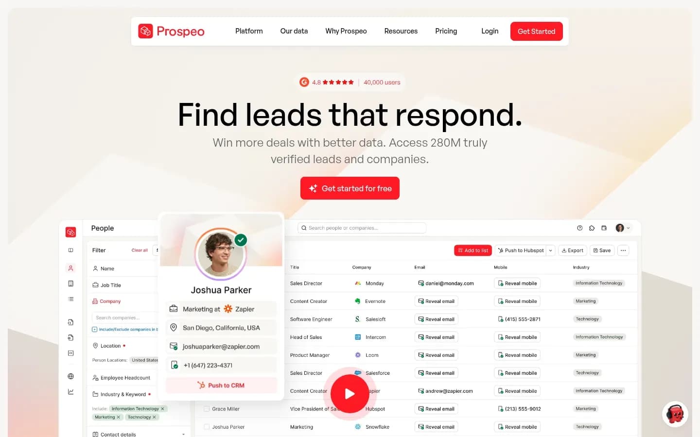 Prospeo website