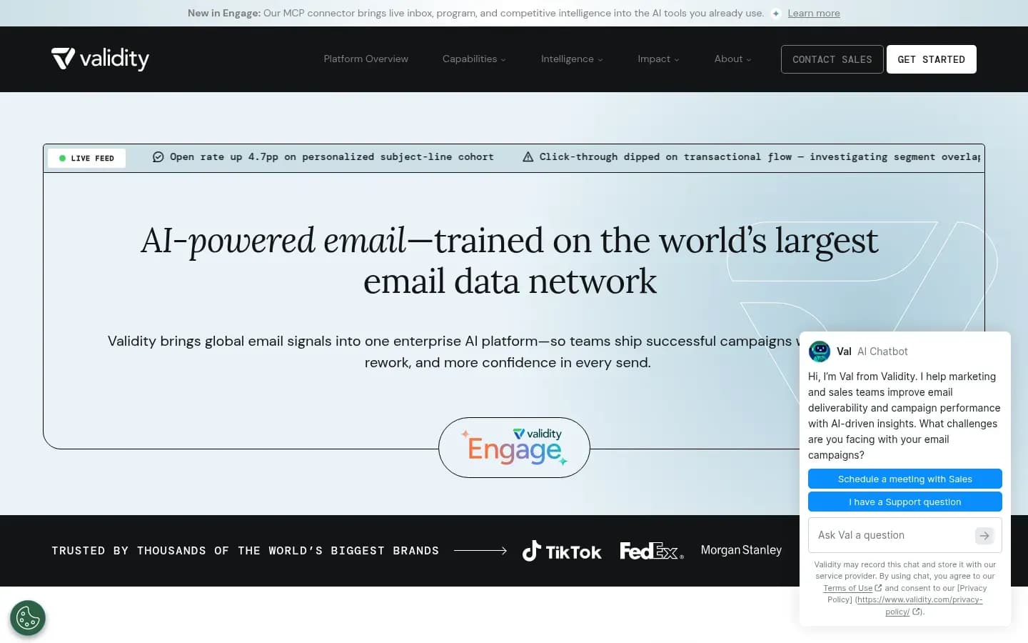 Validity Engage website